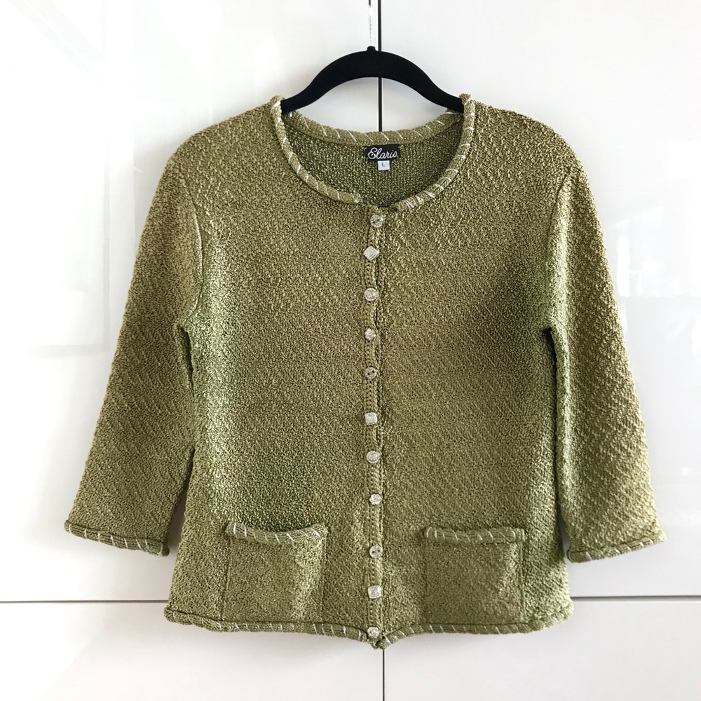 Elaris Designs Rhinestone Button Cardigan